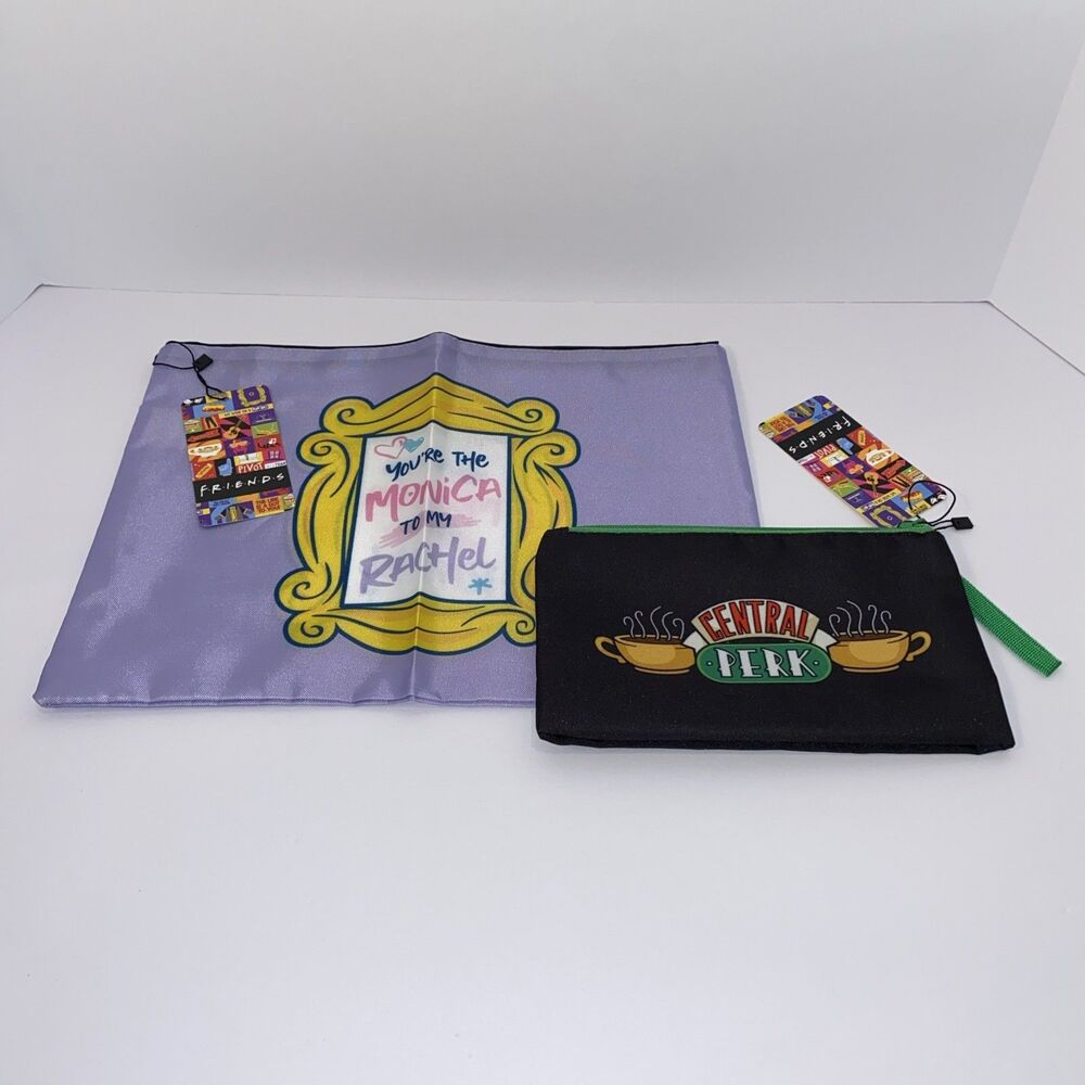 Friends TV Show Cosmetic Bags / Zipper Pouches Set of 2 – NWT Central Perk Y2K